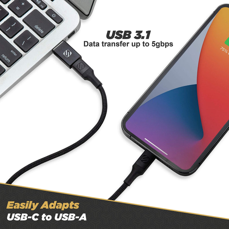 SCOSCHE ACA-2PKSP Strikeline USB Type-C to USB Type-A Adapter 2-Pack - Black