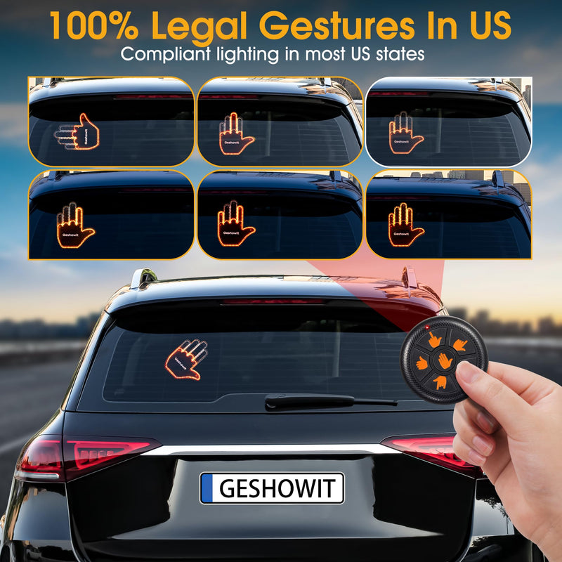 [AUSTRALIA] - Car Accessories for Men - Car Finger Light with 6 Gestures Remote - Show Your Feelings to Drivers - Ideal Gift Hand Gesture Lights, Truck Accessories, Hand Sign Car LED Signs for Men and Women Black (Upgraded) 