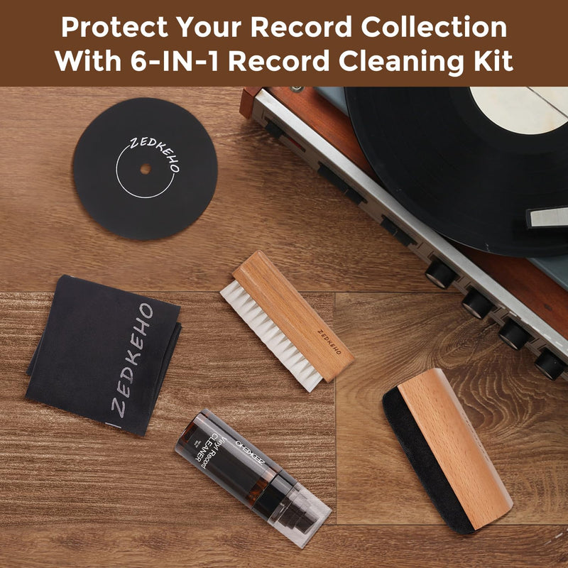[AUSTRALIA] - Vinyl Record Cleaning Kit: Complete 6-in-1 Record Cleaning Kit, Velvet Brush, Vinyl Record Brush Anti Static, Lps Cleaner, Record Cleaning Cloth, Label Protector, Storage Case - Revitalize Your Vinyl 