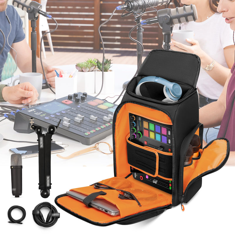 [AUSTRALIA] - Audio Mixer Backpack Compatible with RODECaster Pro/RODECaster Pro II/RC Duo, DJ Mixer Travel Bag Case for Microphones and More Podcast Equipment(Patent Design) 