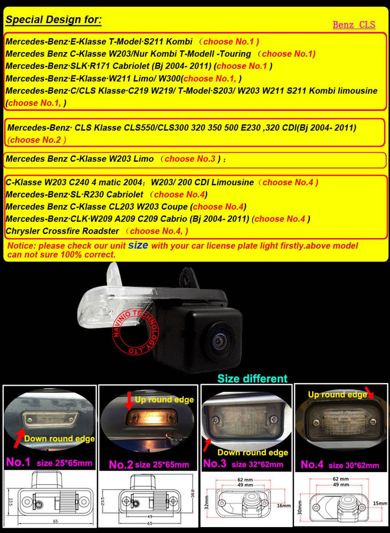 Backup Camera for Benz No. 3 Size 32*62mm Down Round Edge