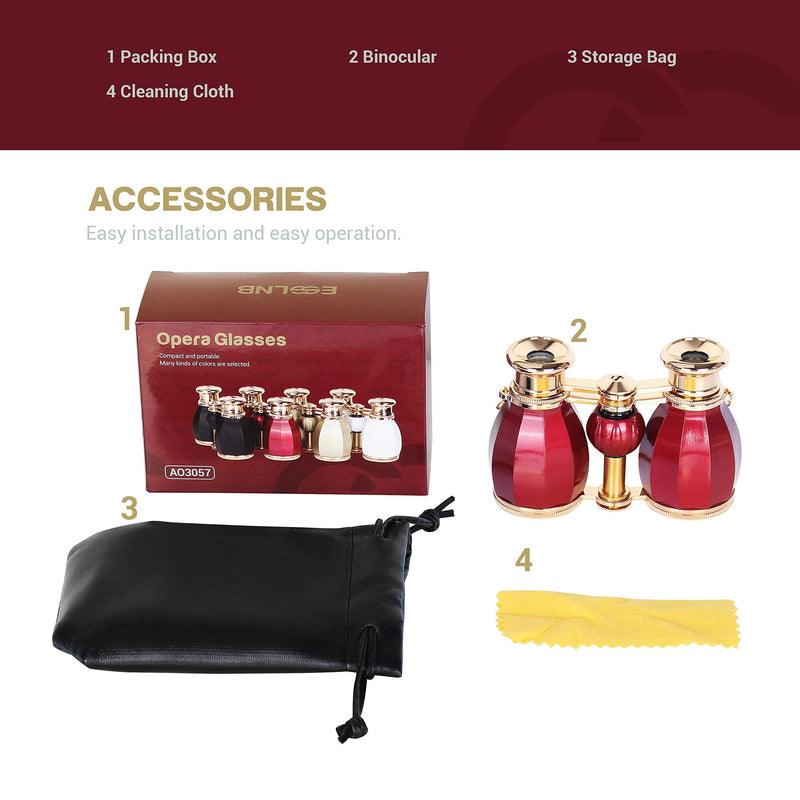 [AUSTRALIA] - ESSLNB Opera Glasses Binoculars for Women Adults 4X30mm Theater Glasses Compact Binoculars for Theater and Concerts Antique Binoculars with Case Removable Chain 