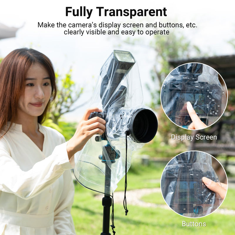 2 Pack Camera Lens Rain Cover Raincoat with Flash Clear Dust Proof Sleeve Protection for Canon EOS 4000D 1200D 90D 80D 77D 70D 5D 6D 7D Mark II R10 R7 R5 R6 Rp R Rebel T8i T7i T7 T6i SL3 SX70 SX60 HS (2 Pack)for Camera with Flash