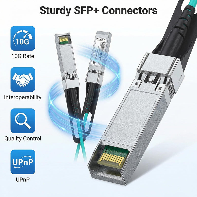 H!Fiber 10G SFP+ AOC Cable, 10Gb SFP+ to SFP+ Active Optical Fiber Cable, OM3 Multimode MMF Fiber Assemblies with SFP+ for Cisco SFP-10G-AOC1M, Ubiquiti UniFi, Supermicro, Mikrotik, 1m (3.3ft) 10G AOC