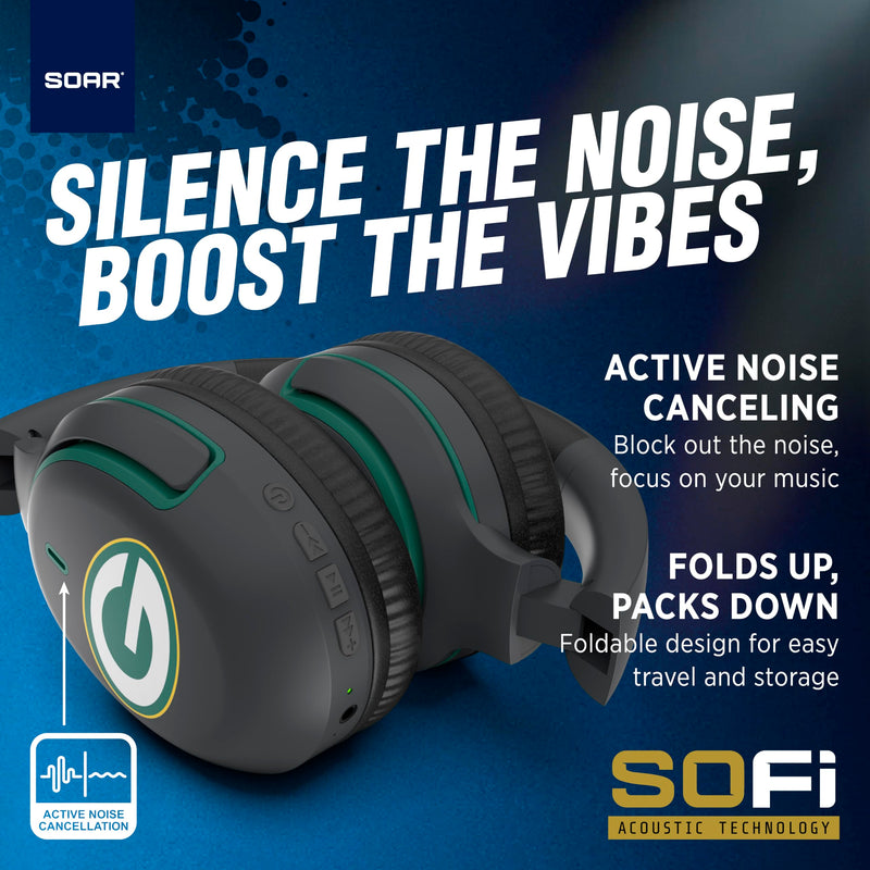 SOAR NFL Active Noise Cancelling Over The Ear Headphones New York Giants