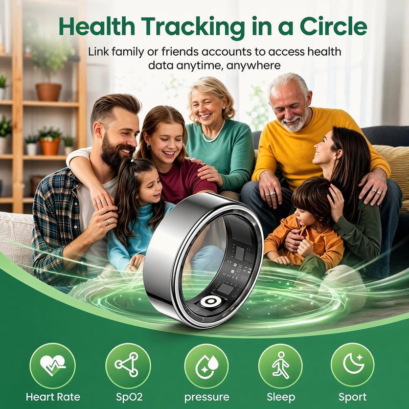 TERRALAB 2.0 Smart Ring,iOS & Android Compatible,IP68 Waterproof,Sports/Stress/Blood Oxygen/Heart Rate/Sleep Health Monitoring for Women&Men, with a Charging Case,No Subscription Fee Rose Gold 7