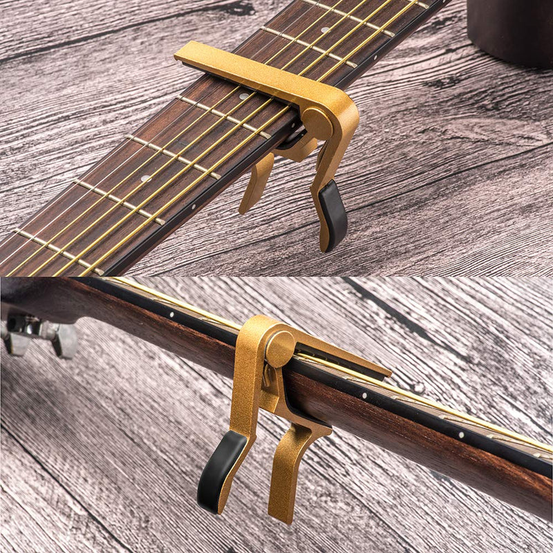 Guitar Capo for Acoustic and Electric Guitars with 6 String Aluminum Material Acoustic Electric Tools Colorful - Gold Yellow