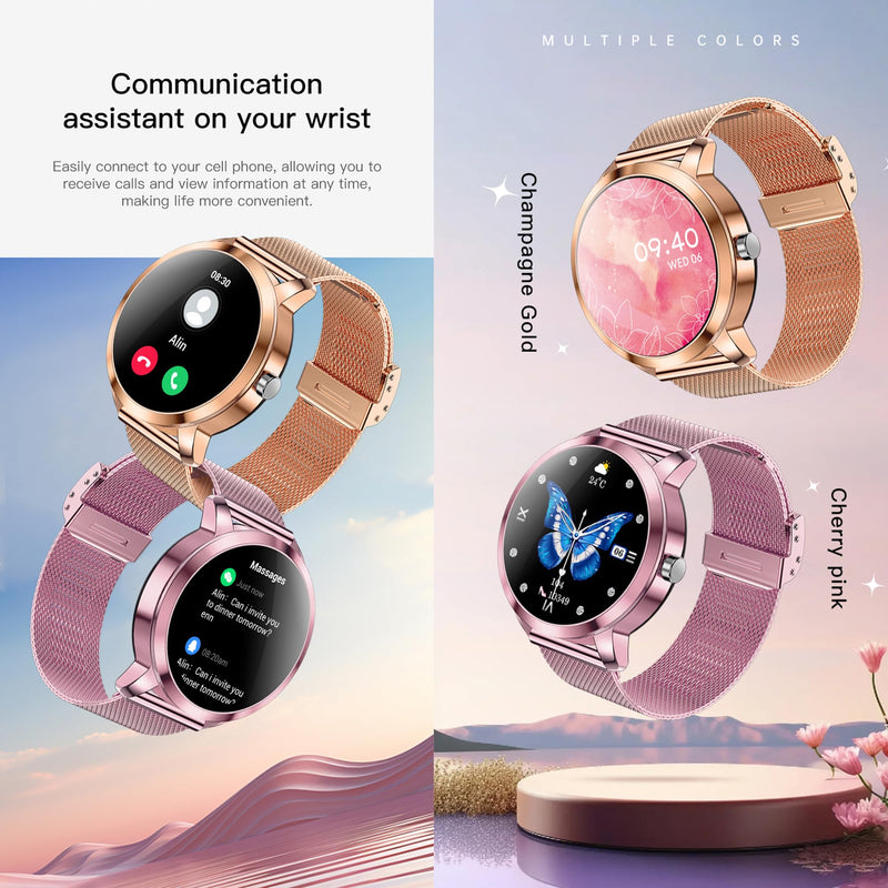 Smart Watch (Answer/Make Calls) for Women, 1.27" AMOLED Smartwatch for Android iPhone, Activity Tracker with Blood Pressure Heart Rate Sleep SpO2 Monitor, 100+ Sports IP68 Fitness Tracker (Pink) Pink
