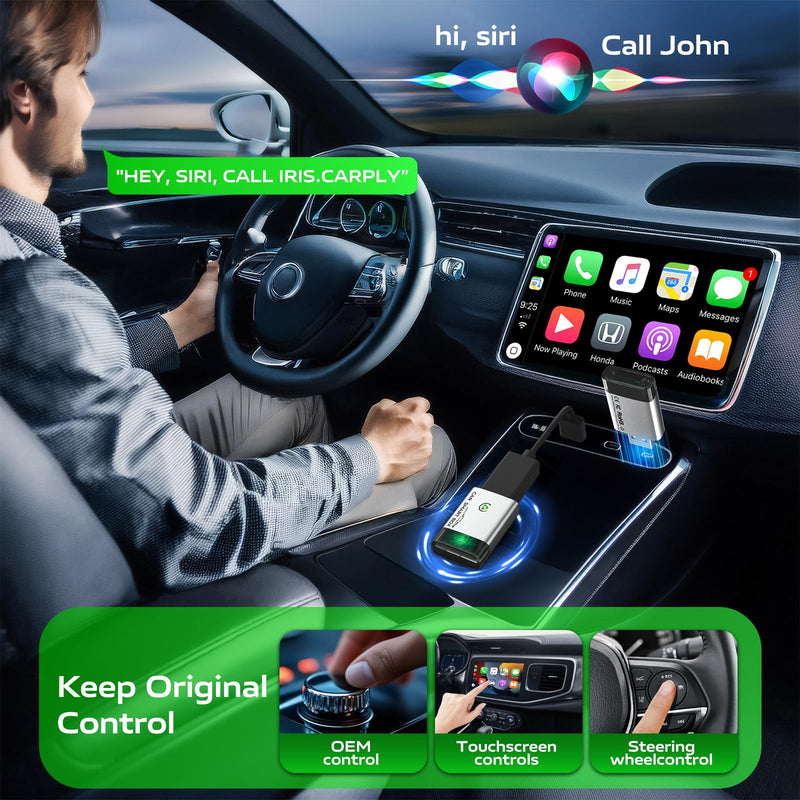 Wireless Carplay Adapter for Apple, 2024 Upgrade Bluetooth Carplay Convert Wired to Wireless, Carplay Wireless Adapter for iPhone Apple Dongle iOS10+, Carpaly for Cars Keeps Fastest Stable in 2016+Car Mini