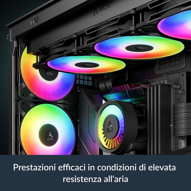 [AUSTRALIA] - ARCTIC P12 Pro A-RGB - Powerful Premium Fan, 120 mm PWM Fan with Y-Cable Splitter, 600-3000 RPM, 0 RPM <5% PWM, 5V Digital RGB, Fluid Dynamic Bearing, 4-Pin - Black 