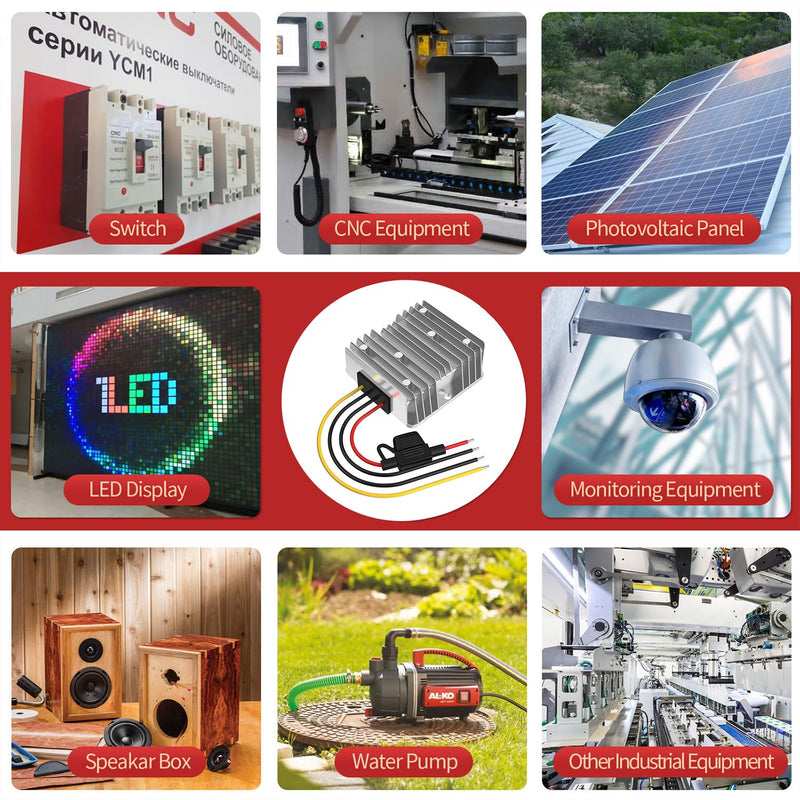 24V to 12V Voltage Converter, DC Converter 24V 12V 20A 240W with Fuse Waterproof, Step Down Converter for Golf Cart LED Light Motor Truck Vehicle Boat Solar System (DC15-40V Wide Input) 24V bis 12V 20A