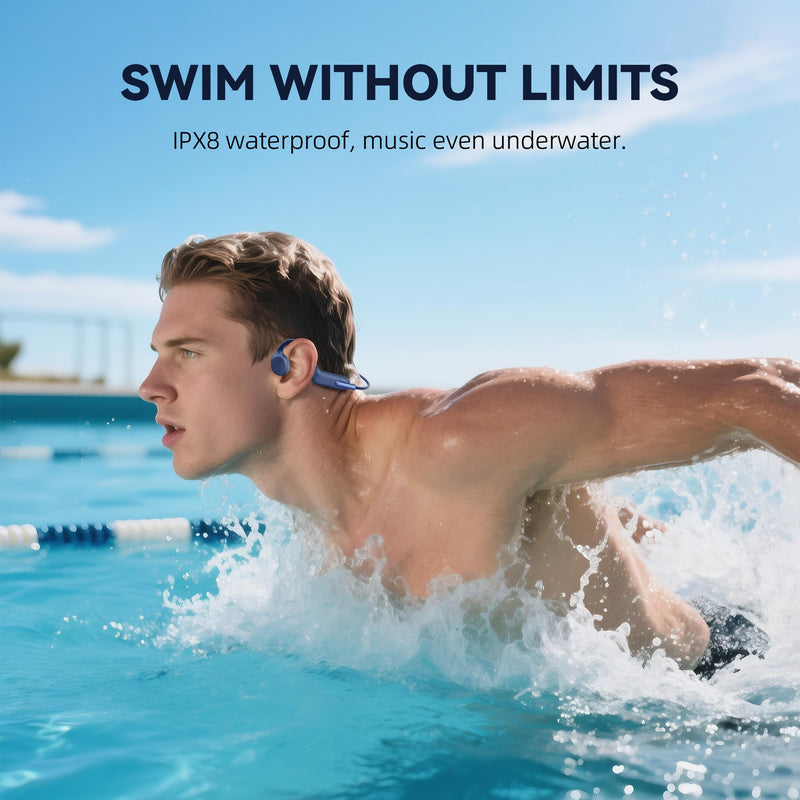 HIFI WALKER Bone Conduction Headphones Waterproof Swimming Headset, Wireless Bluetooth 5.3 for Sport