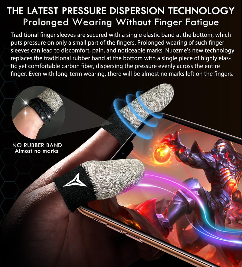 Improved Version-Visible Pure Silver Fiber&Carbon Fiber Professional Model Gaming Finger Sleeves,No Rubber Band,Maximum Touch Response,Comfortable fit, Anti-Sweat,Fit All Touchscreen Devices-12 Pack