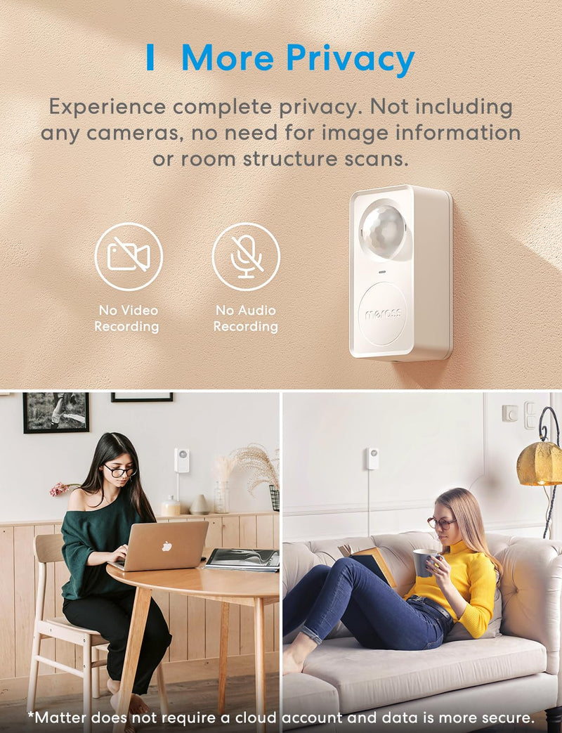 [AUSTRALIA] - meross Matter Human Presence Sensor, 3-in-1 PIR & Light & mmWave Radar Motion Sensor, AI Motion Detector for Matter Smart Home Automation, Supports HomeKit, Alexa, Google, Home Assistant, 2.4GHz Wi-Fi US 