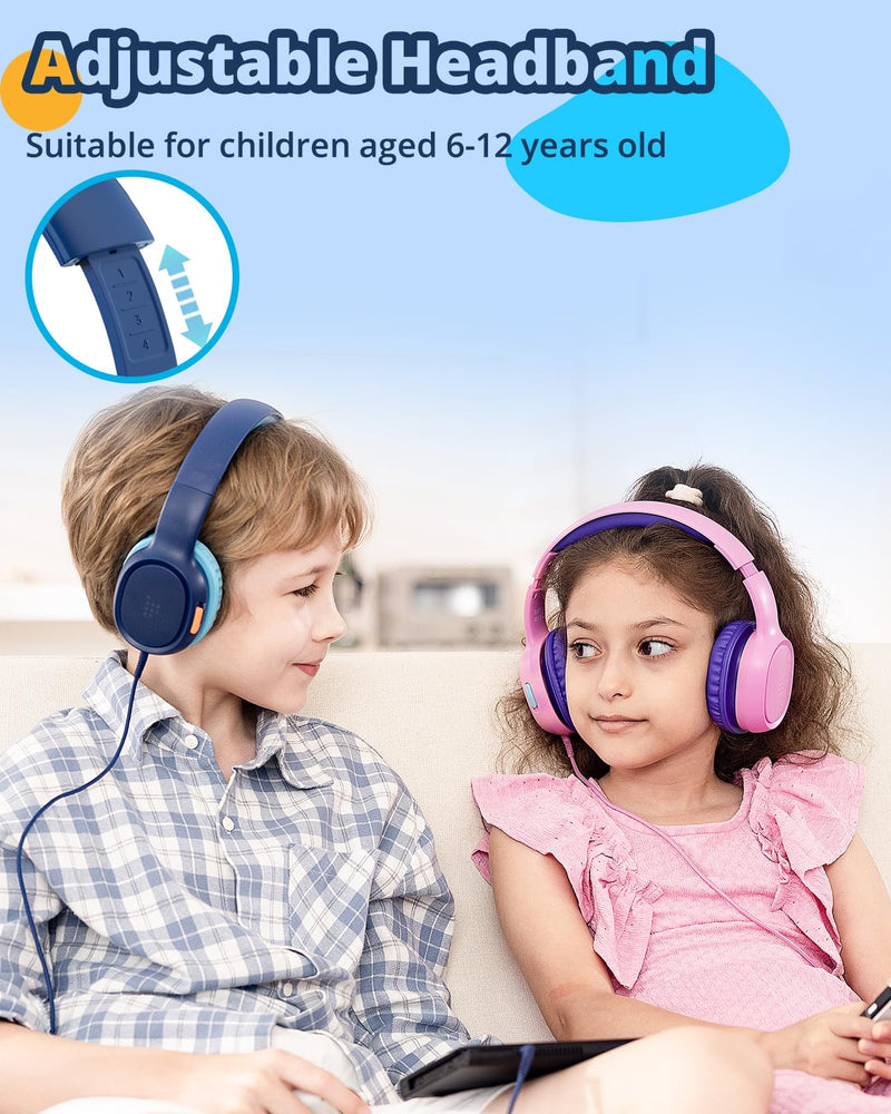 [AUSTRALIA] - Tronsmart Kids Headphones for School Travel, Foldable Safe Volume 85/93dB, HD Stereo Sound Over-Ear Boys Girls Headphones for Kid, 3.5mm kids headphones with cord for iPad, Kindle, Tablets,KH01(Blue) Blue 