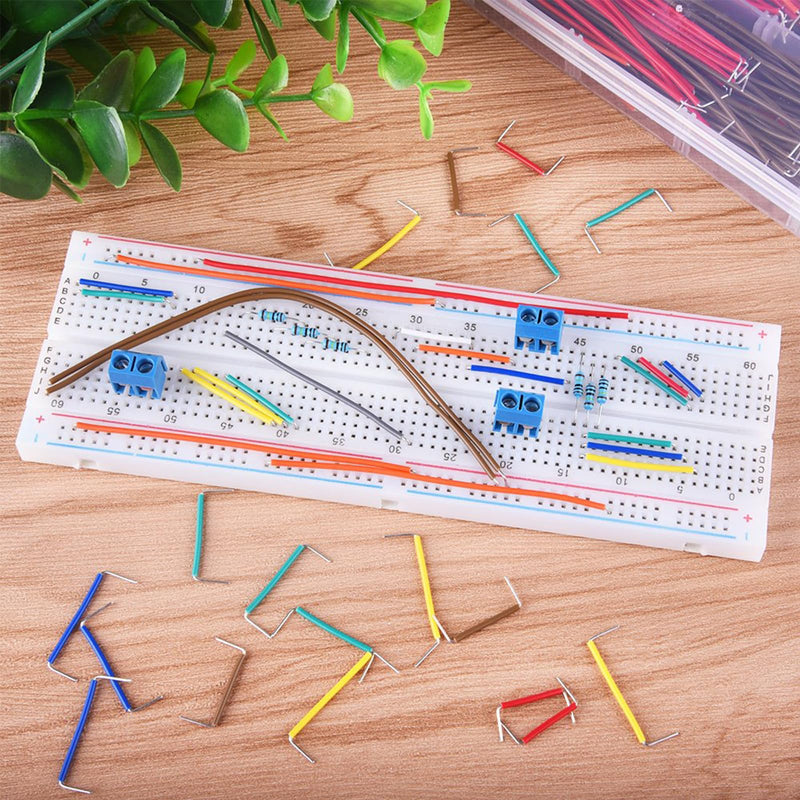 Pack of 840 Breadboard Jumper Wire, 14 Lengths Flexible Jumper Wires Breadboard, Electronic U-Shape Breadboard Jumper 2-125 mm, Multicoloured Jumper Cable Wires with Plastic Box for Circuit Soldering