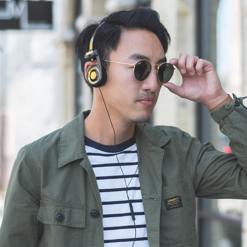 Koss Porta Pro Limited Edition Retro Style On-Ear Headphones, Black Gold | In-Line Microphone, Volume Control and Touch Remote, Includes Hard Carry Case, Wired 3.5mm Plug