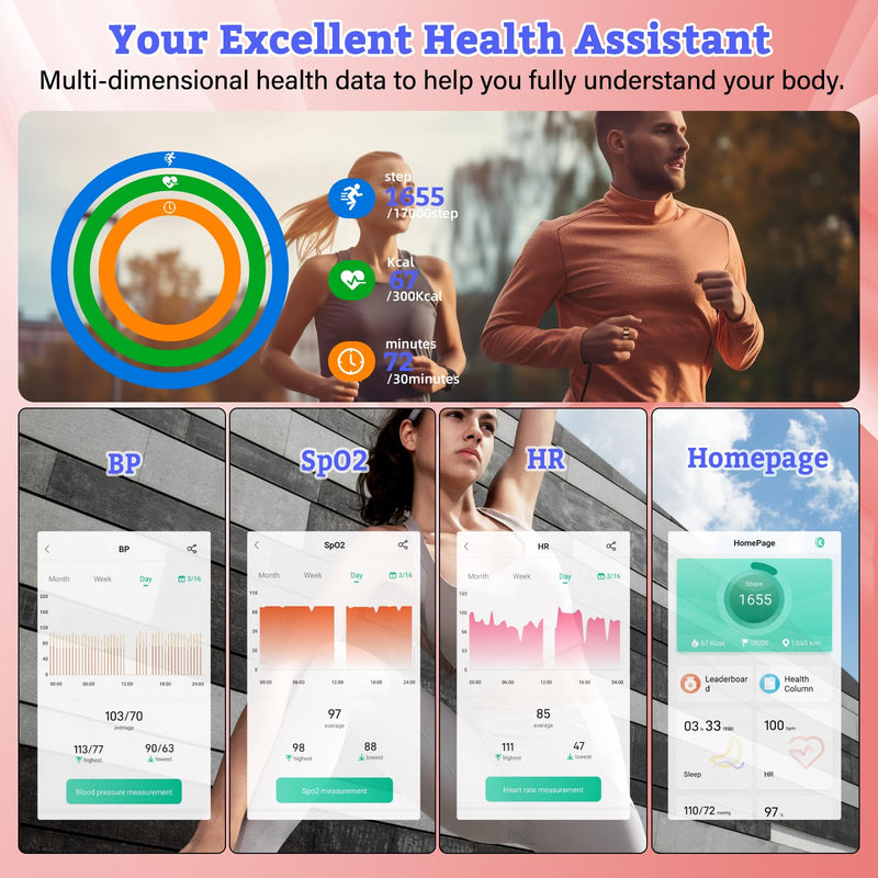 smart ring for women health rings smart ring blood pressure monitor fitness rings for women ring fitness tracker blood pressure ring for men fitness rings Waterproof for iPhone and Android, gold #7 Rose Gold 7#(17.3mm)
