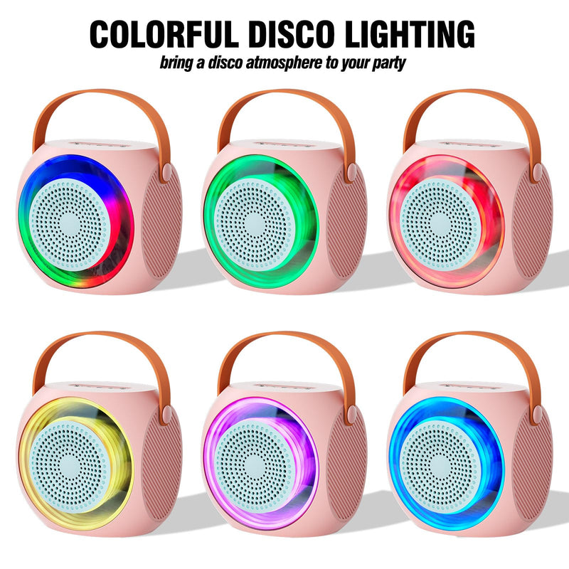 Karaoke Machine for Kids, Bluetooth Speaker with 2 Wireless Microphones and LED Lights, Birthday Gifts for Girls Ages 4, 5, 6, 7, 8, 9, 10, 12+(Pinkcolor) 2 MIC Pinkcolor