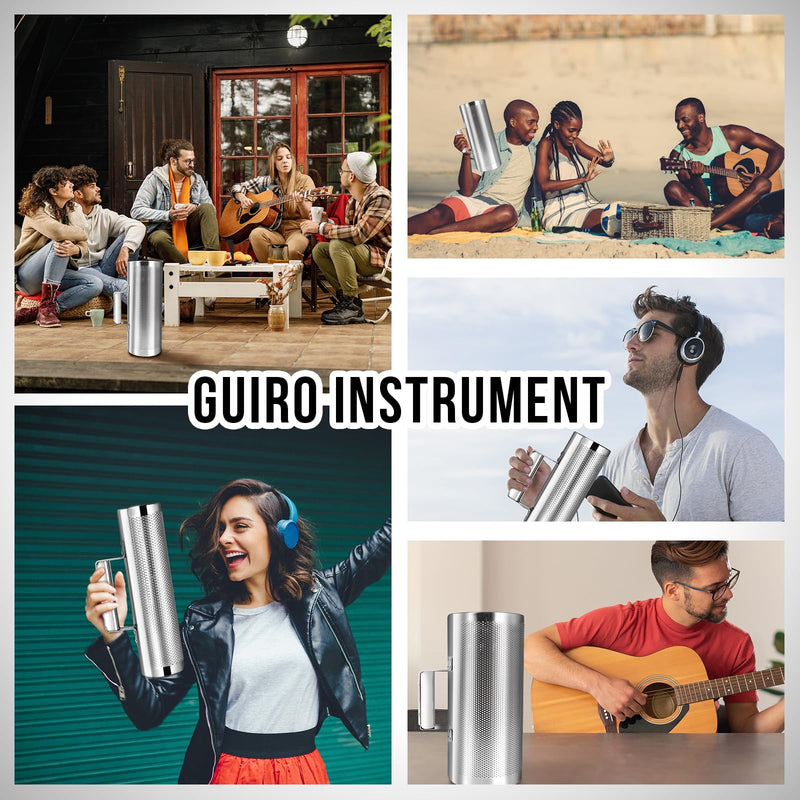 [AUSTRALIA] - Soulmate Stainless Steel 12" 4" with Scraper Guiro Professional Latin Percussion Instrument, Band Accompaniment Musical Training Tool Guiro Shaker 4''x12'' 