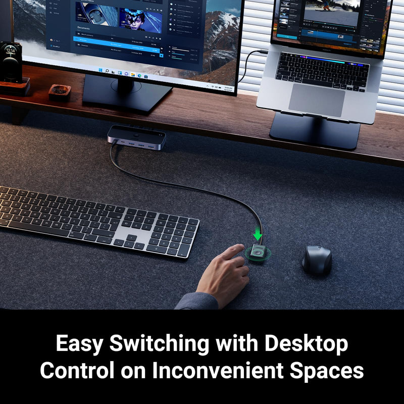 UGREEN USB Switch A & C Input for Computers - Share 4 Ports, Switcher Selector for PC, Laptop, Keyboard, Mouse, Webcam, Microphone - Adapter With 2 USB-C Data Cables and Remote