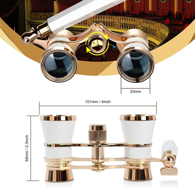 [AUSTRALIA] - Yourelexit® Opera Glasses Binoculars 3X25 Lorgnette Theater Glasses Optical BK9 Mini Compact Lightweight Built-in Foldable Adjustable Handle Vintage for Adults Kids Women in Musical Concert Cinema 