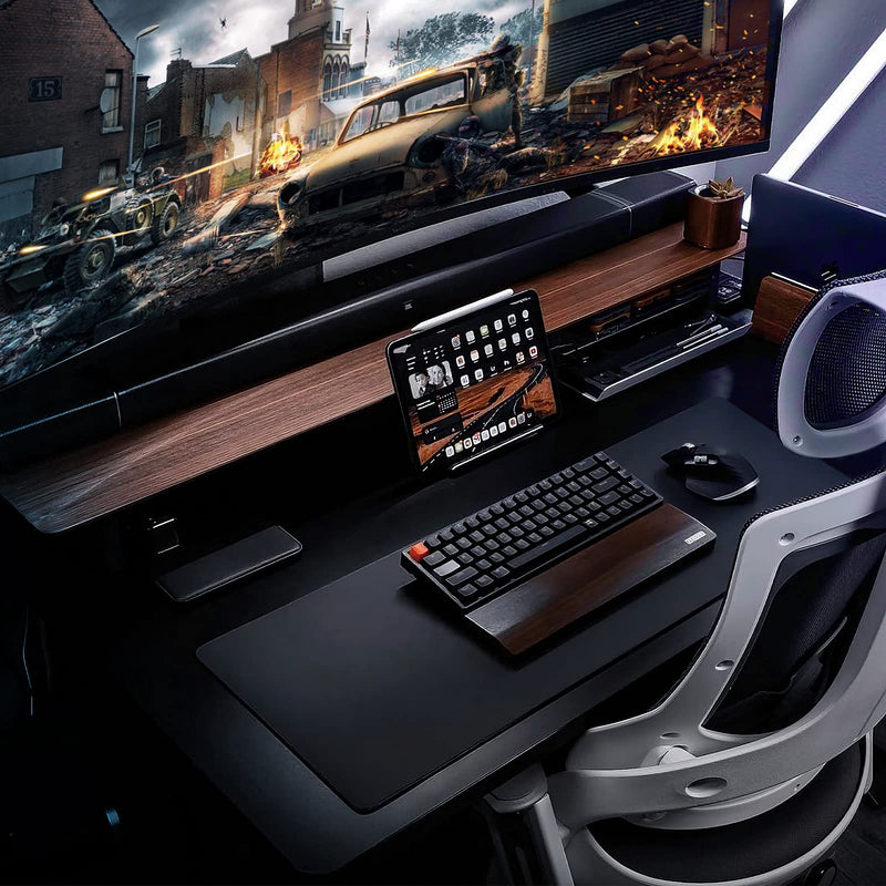 ETZ Large Gaming Mouse Pad 31.5 x 11.8 × 0.12 in,with Stitched Edges,Extended Mousepad,Durable Non-Slip Natural Rubber Base,Washable Keyboard Pad,Desk Pad for Gamer,Office & Home,Black Black
