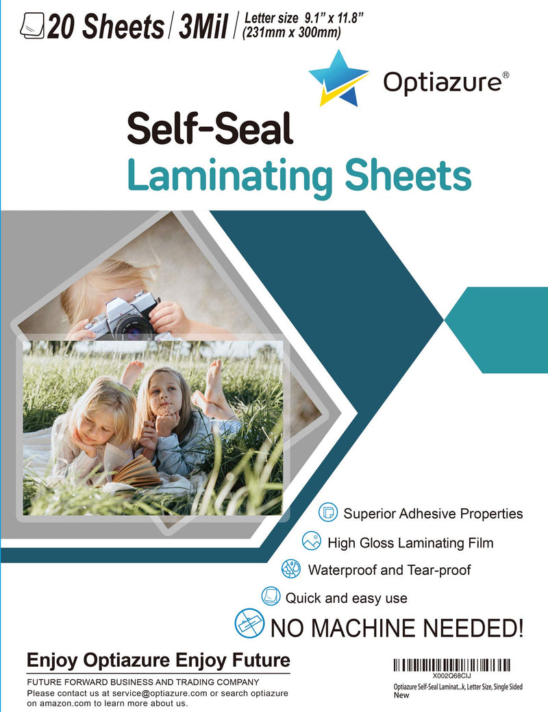 [AUSTRALIA] - Self-Seal Laminating Sheets 9.1"x11.8" Inches, 3mil 20Pack, Letter Size, Single Sided 20-Sheets 