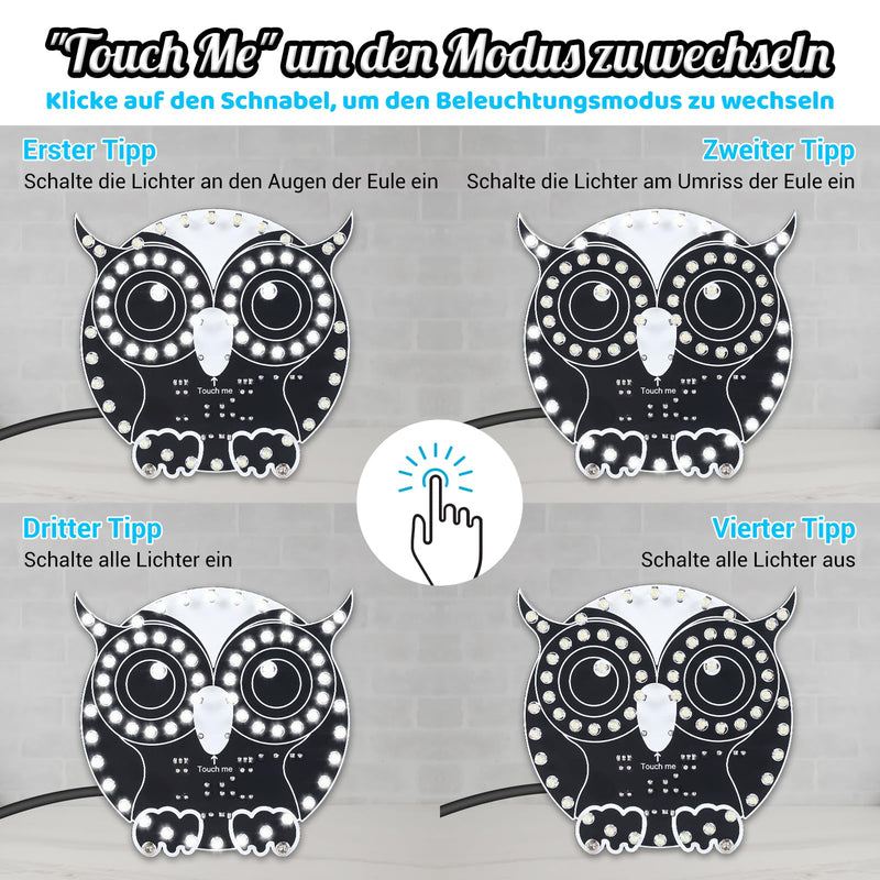 [AUSTRALIA] - DONGKER Soldering Kit, Owl Shape LED Light Soldering Exercise Kit, DIY Electronic Kits for Beginners, Teaching and Learning Training, DIY Soldering Project LED Lamps Kit with Touch Control, for STEM 