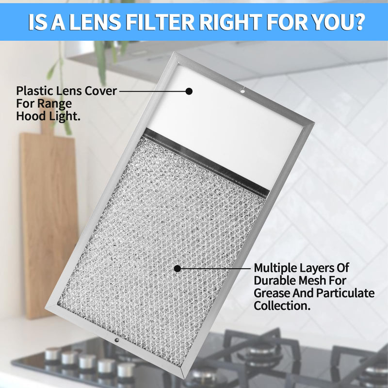 [AUSTRALIA] - Range hood Filter with Light Lens Replacement for Broan R610027 SR610027 1568322 1568323 PM25WW PM25BL AL9245 Aluminum Mesh Grease Lens Range Hood Replacement Filter 7-5/8 x 14-1/8 x 3/8 Inch 2-Pack 