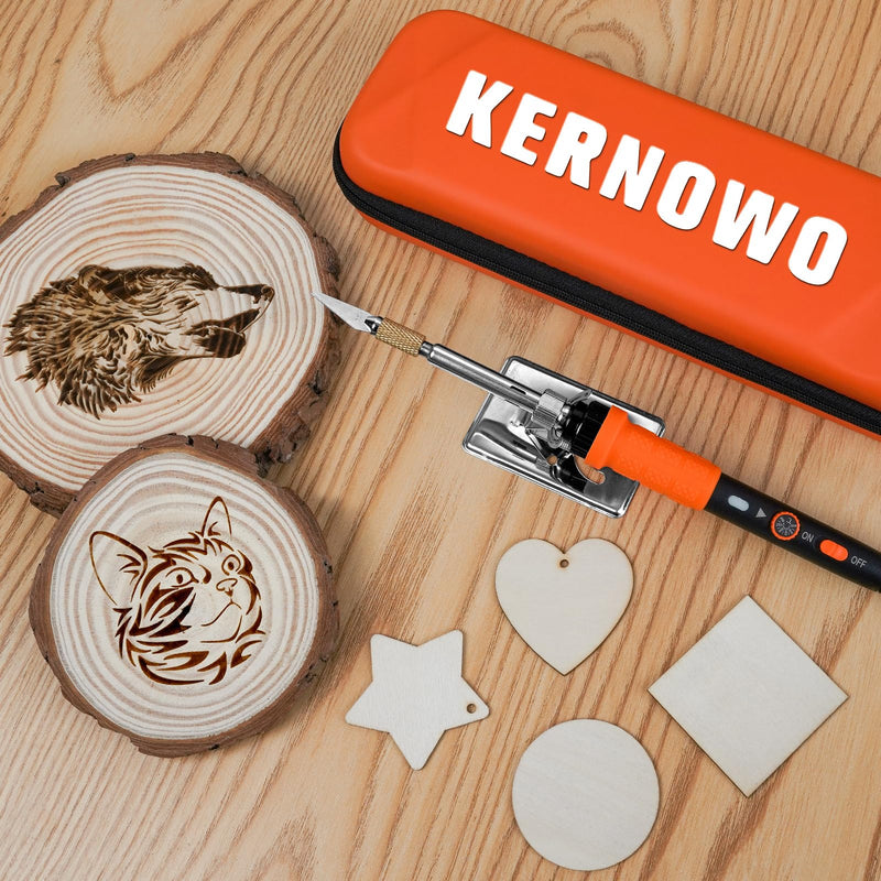 Pyrography Soldering Iron Set, 76-Piece Burning Tool with Adjustable Temperature from 200 to 450°C, Burning Iron Set with Pyrography Pen for Embossing, Carving, DIY Crafts 2-Orange Colour.
