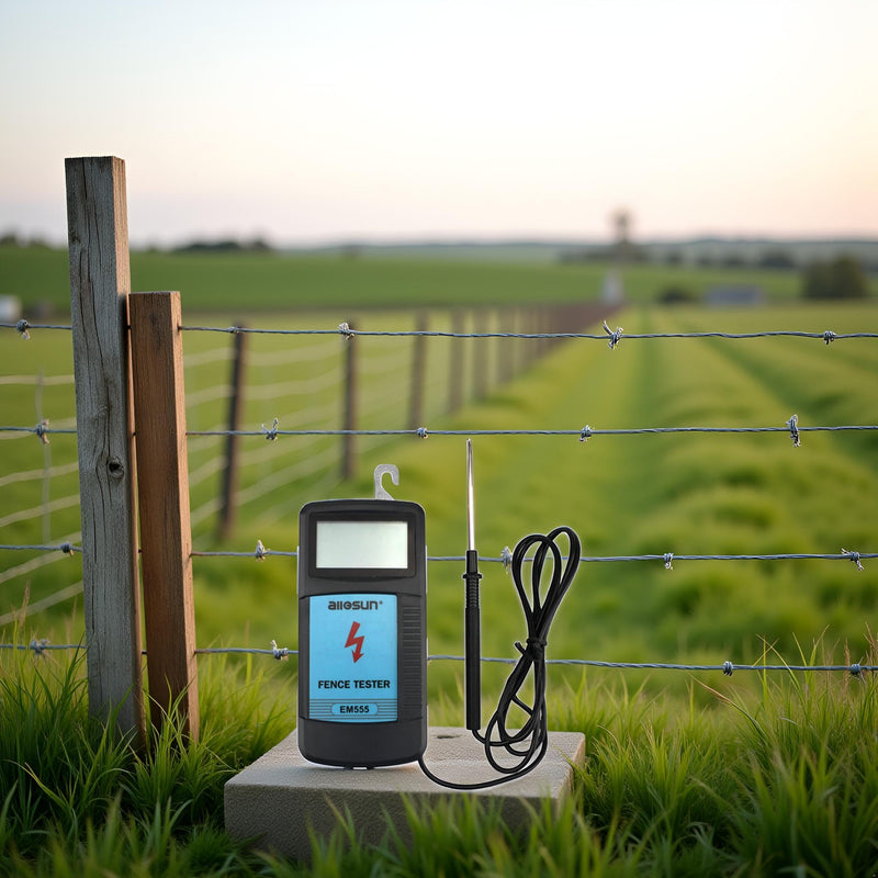 allsun Digital Electric Fence Voltage Tester and Fault Farm Finder, Fence Voltmeter/Grounding Tester LCD Display for 300V to 9.9kV Pulse, Fence Voltage Indicator Checker Farm Gardening Tool