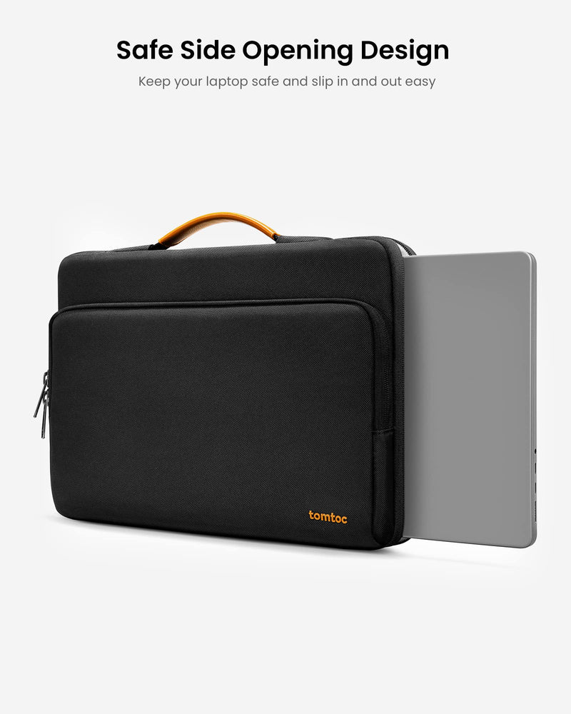 tomtoc 360 Protective Laptop Carrying Case for 14-inch MacBook Pro M3 A2992 A2918 M2/M1 Pro/Max A2779 A2442 2023-2021, 12.9-inch iPad Pro 3rd-6th Gen, Water-Resistant MacBook Accessory Bag Sleeve 14-inch for MacBook Pro Black