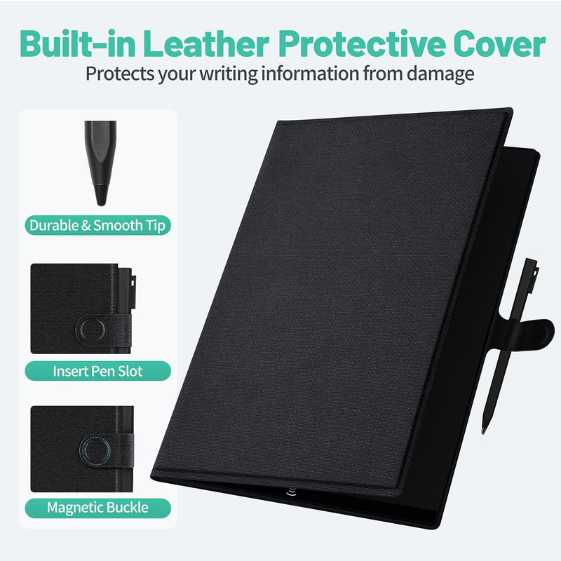 LCD Writing Tablet for Adults: 9.5 Inch Drawing Board with PU Leather Case | Reusable Drawing Board Portable Use for Office Study Teaching 9.5 inch with Leather Case