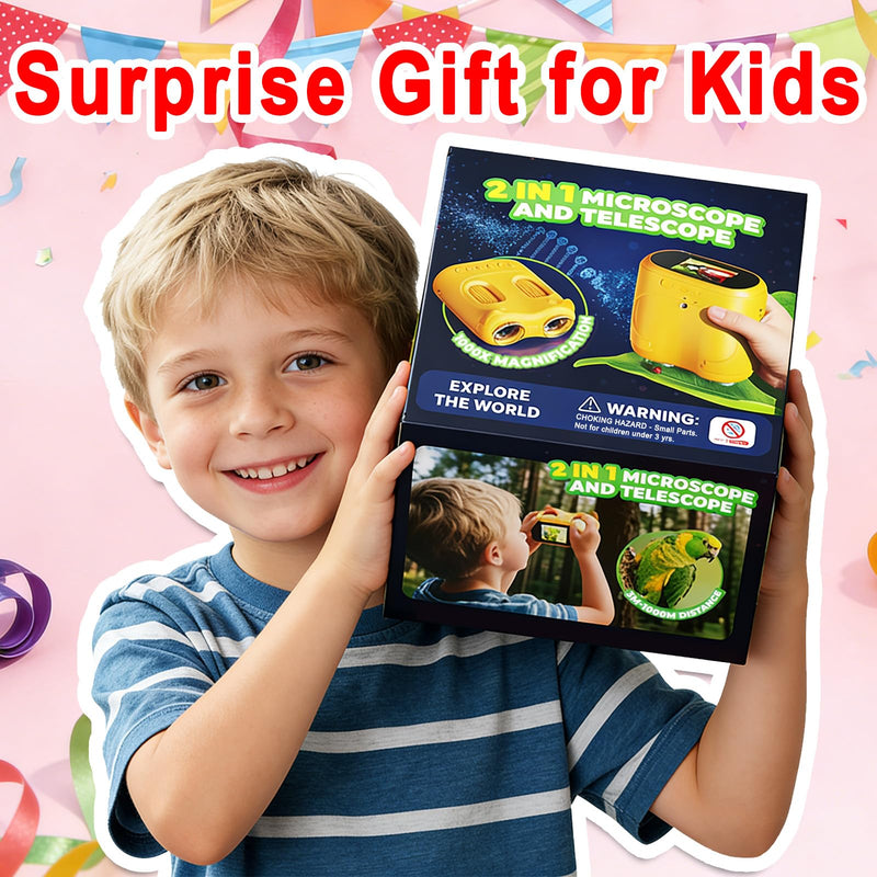 [AUSTRALIA] - 1000X Digital Microscope for Kids &Binoculars,Handheld Kids Microscope with 2.0" Screen,Rechargeable USB Portable Microscope,STEM Education Toys Christmas Birthday Gifts for Kids Boys Girls Ages 4-12 Pink 