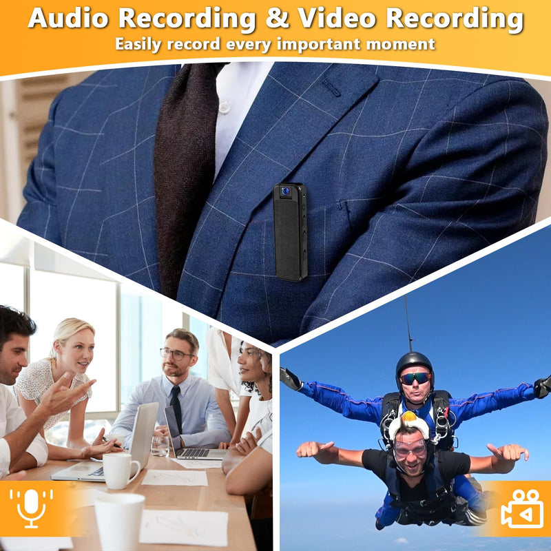 [AUSTRALIA] - Hidden Body Camera HD 1080P Mini Body Cam with Night Vision Wearable Camcorder with 180° Rotatable Lens and Sturdy Clips Small Video Recorder for Security, Indoor, Outdoor 