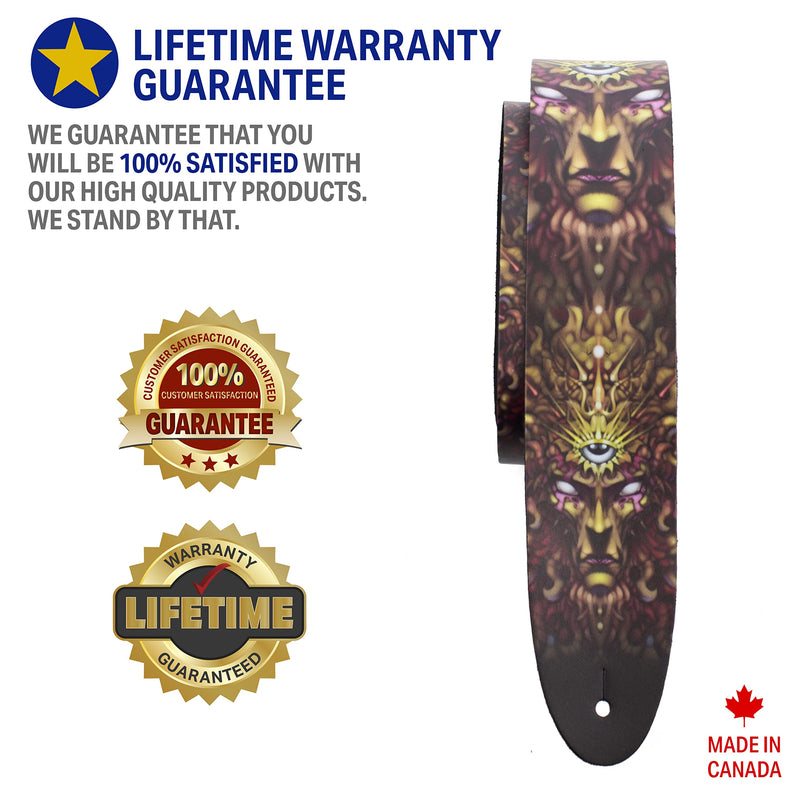[AUSTRALIA] - Perri's Leathers, Official David Bolt Solar Mind Licenced Leather Guitar Strap, Direct to Leather Series, Anti-Slip, Adjustable from 42.5" to 56" Inch, Compatible w/All Button Lock Systems 