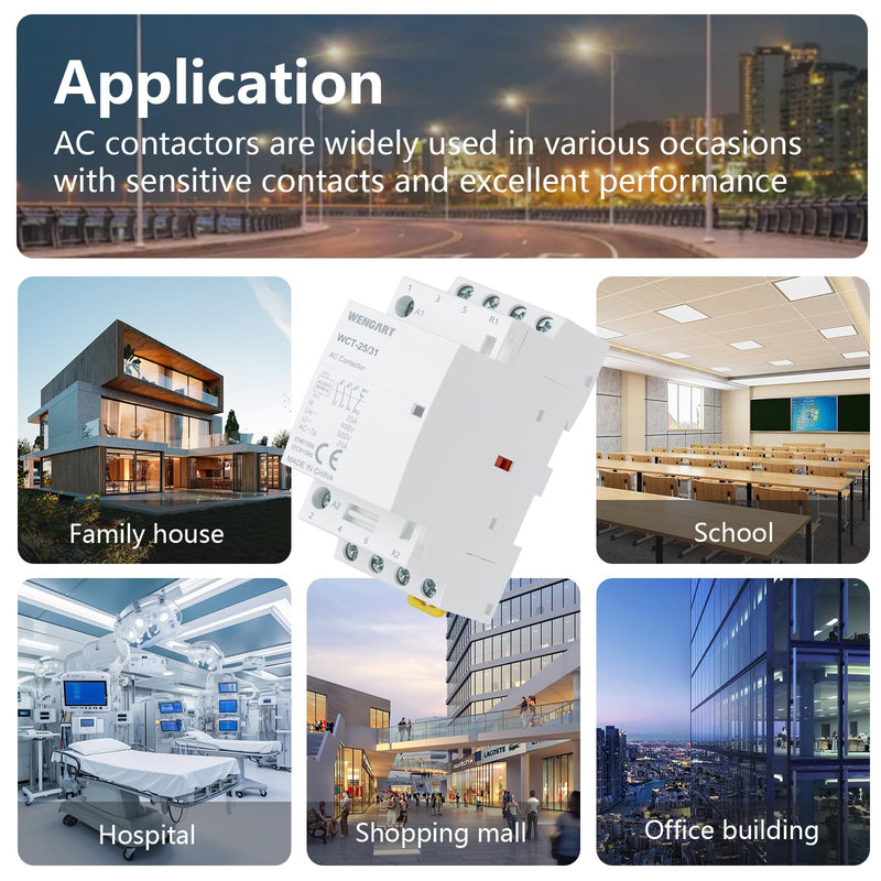 Wengart Household Contactor WCT-25, 3NO1NC, AC230V 25A, Precise Control, High Efficiency and Energy Saving Improve the Efficiency of the Electrical System