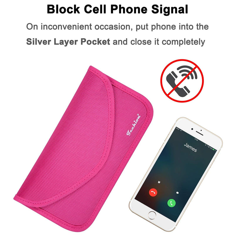 Signal Blocking Bag, 2 Pack RFID Faraday Bag Shield Pouch Cage Box Wallet Case for Cell Phone and Car Key FOB, Privacy Protection, Anti-Hacking - Black & Hot Pink