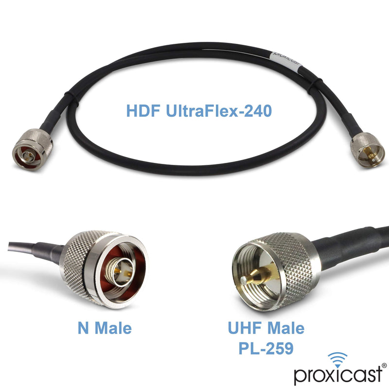 Proxicast 3 ft Ultra Flexible PL259 Male - N Male Low Loss Coax Cable Jumper Assembly for CB/UHF/VHF/Shortwave/HAM/Amateur Radio Equipment and Antennas - 50 Ohm (ANT-141-032-03) 3 foot
