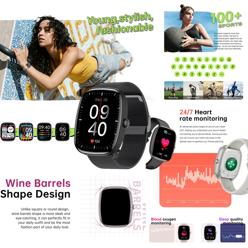 ZPIMY 1.83" Smart Watch for Women Men(Make/Answer Call), 2024 New 5ATM Waterproof Mens Smartwatches, Fitness Tracker Smartwatch for Android iPhones, Digital Watches Step Counter, 3 Straps (Black) Black