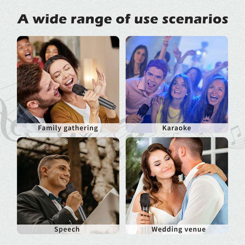 Wireless Microphone,Professional Handheld Cordless Dynamic Mic System with Rechargeable Receiver(160 Ft),Karaoke Microphone Set for Singing,Karaoke,Wedding,DJ,Party,Speech,Church,PA,K60-1 Gray
