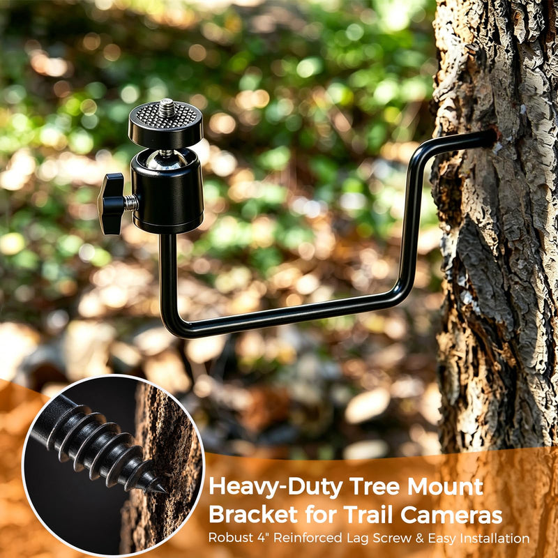 VSKY Trail Game Camera Holder Tree Mount 360 Rotatable with 1/4"-20 Thread | 1 Pack, 10 Lbs Capacity, Easy Installation, Durable Trail Cam Mounting Accessory for Wildlife Tracking & Hunting