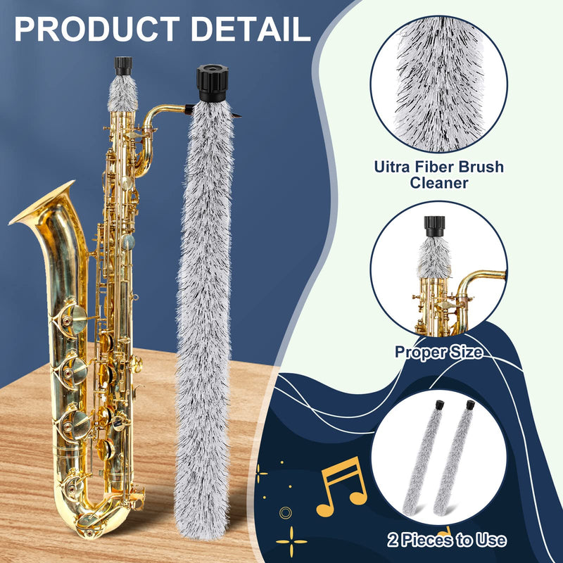 2 Pcs Alto Sax Pad Saver Brush Cleaner Saxophone Cleaning Brush Flute Maintain Care Tool Saxophone Accessories Instrument Gifts, 20.3 Inches Long