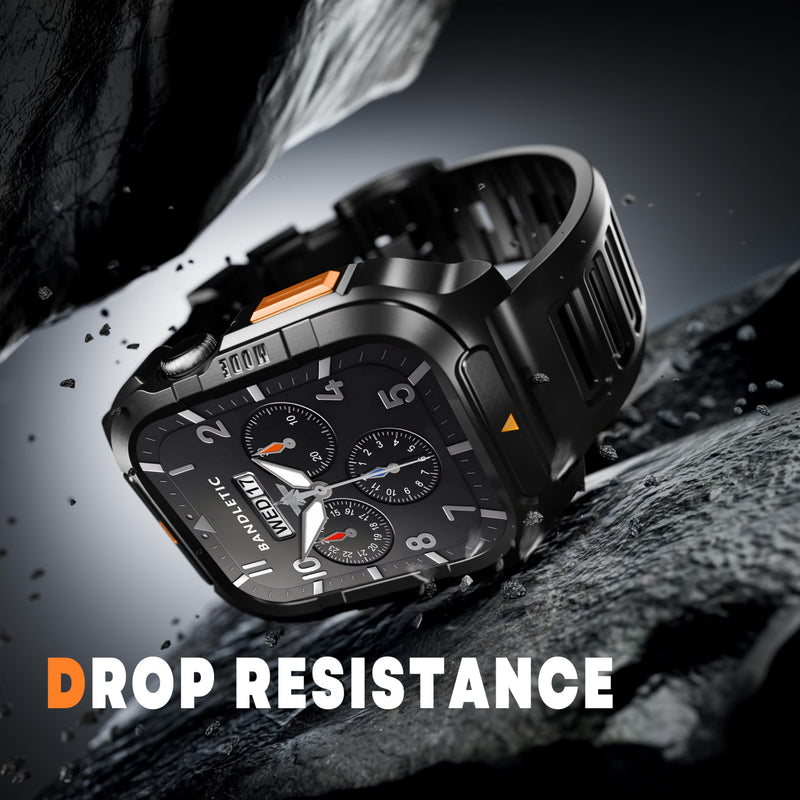 Bandletic Tactical Metal Case with Band Compatible with Apple Watch 44mm | Rugged Military-Grade Protective Bumper Cover with Soft Silicone Strap for iWatch SE3 SE2 SE 6 5 4 44mm 44mm Series SE/6/5/4