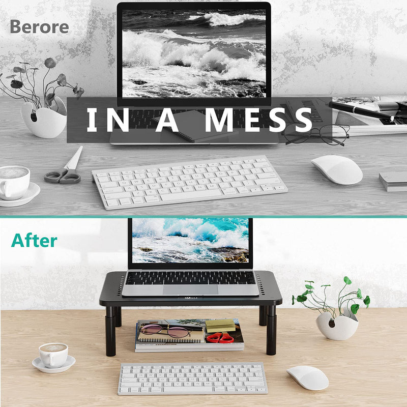 WALI Bundles-Monitor Stand Riser Height Adjustable and Computer Monitor Stand with Drawer