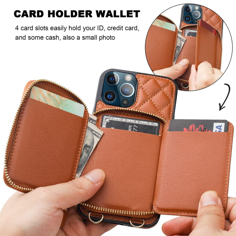 Bocasal A Stylish Crossbody Wallet Case for iPhone 13 Pro + A Slim Leather Case for AirPods Pro