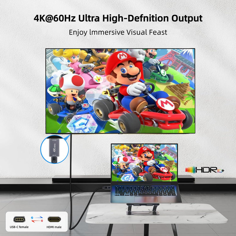 [AUSTRALIA] - USB C Female to HDMI Male Adapter with 3.3FT USB Video Cable, 4K@60Hz Uni-Directional USB Type C Source to HDMI 2.0 Display Converter Thunderbolt 3/4 to HDMI for i-/Phone 17, MacBok, Galaxy - 2 Pack HDMI-02 grey 
