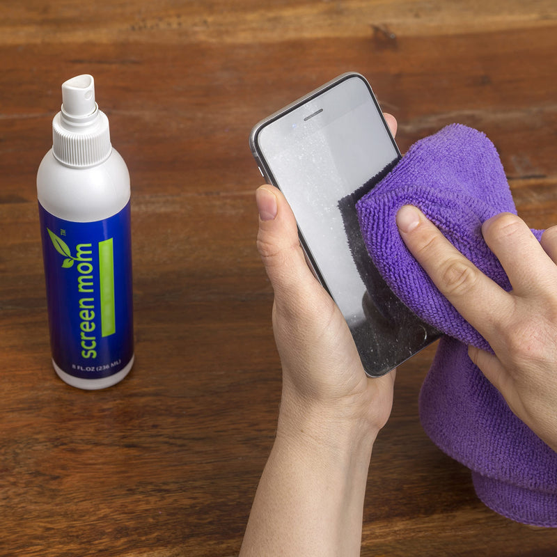 [AUSTRALIA] - Screen Mom Screen Cleaner Home & Away Bundle – Designed for LED, LCD, Plasma, TV, iPad, Laptop, Computer Monitor, Tablets, Phones, & Eyeglasses - Includes 8oz & 2oz Bottle with 4 Microfiber Cloths 