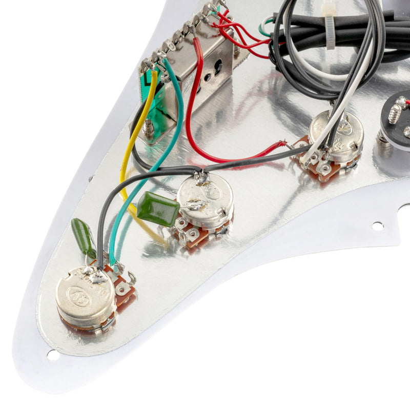 [AUSTRALIA] - Musiclily 11-Hole SSS Prewired Loaded Pickguard with Dual Hot Rail High Output Pickups Set for Fender Squier Strat Electric Guitar, 4Ply White Pearl 